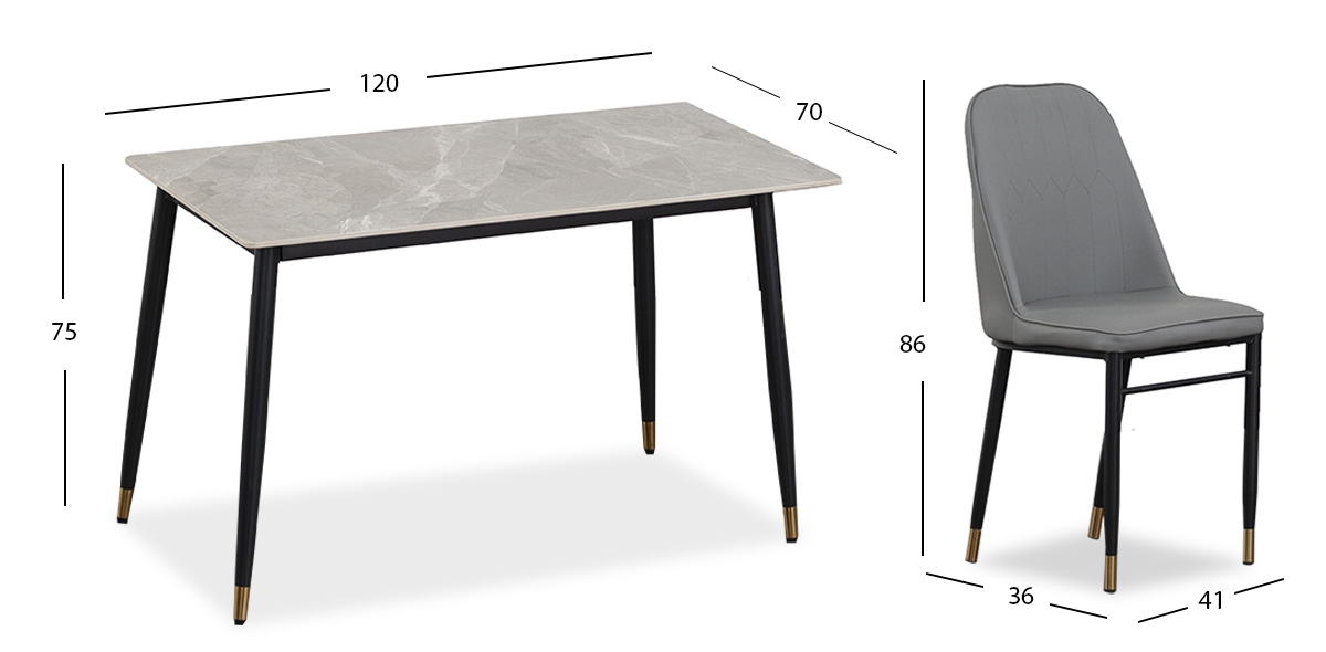 Comedor Rectangular Munich PL Gris 5 Piezas