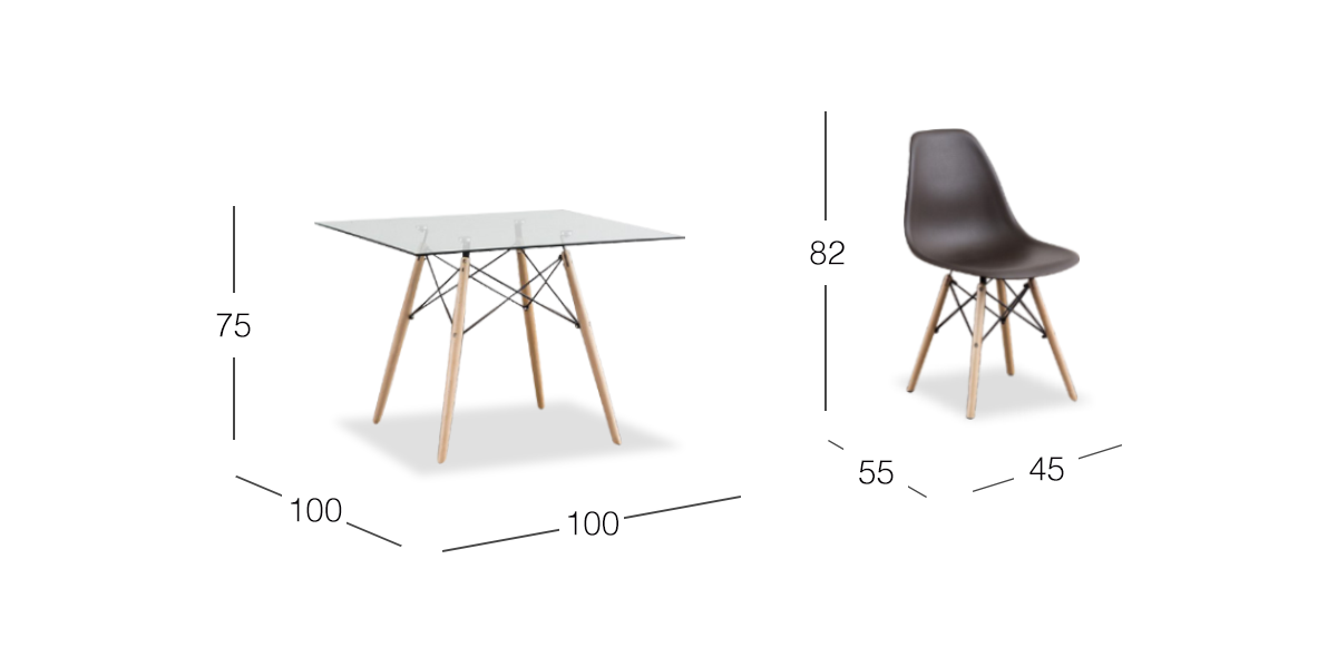 Comedor Cuadrado Atlas Con Sillas Café 5 Piezas