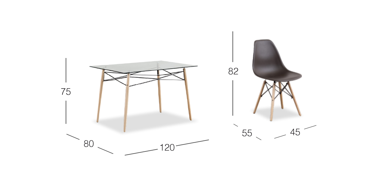 Comedor Rectangular Atlas Con Sillas Café 5 Piezas
