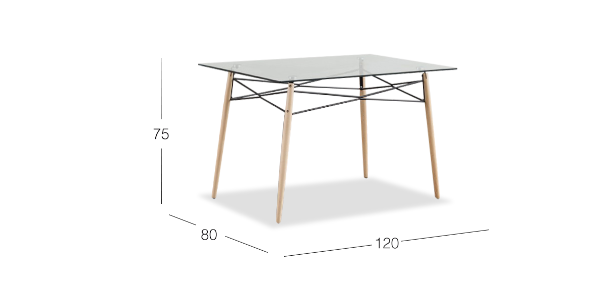 Mesa Comedor 120 x 80 Cm Rectangular Atlas PL