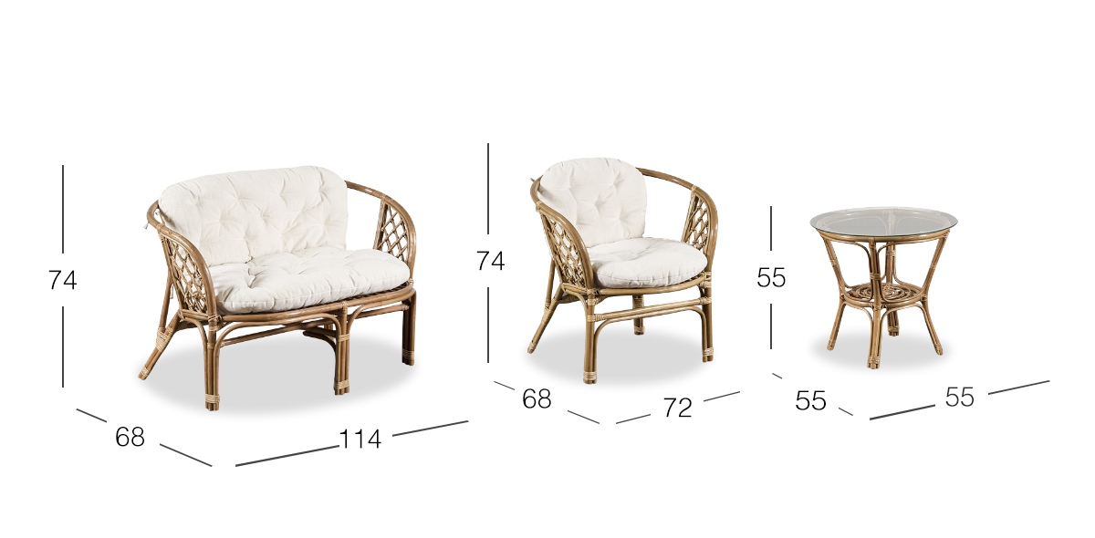 Juego De Jardín Rattan Bahama Living Set 4 Piezas
