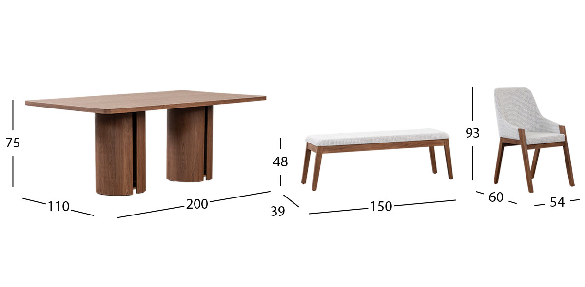 Comedor Rectangular Abu Dabi Café 6 Piezas