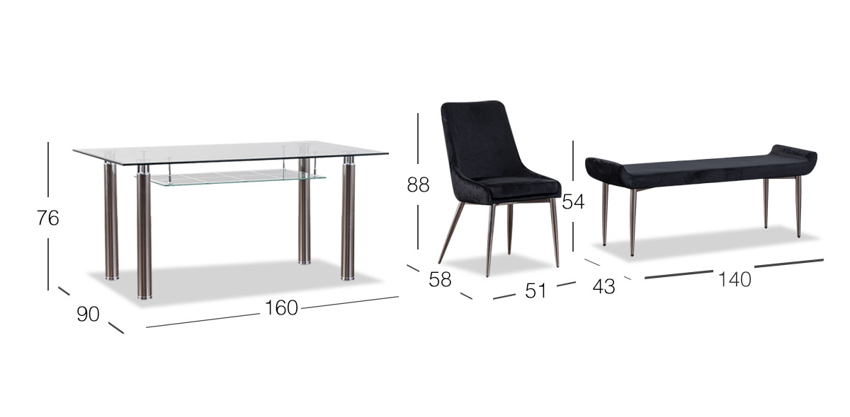 Comedor Rectangular Enkel II Negro 6 Piezas