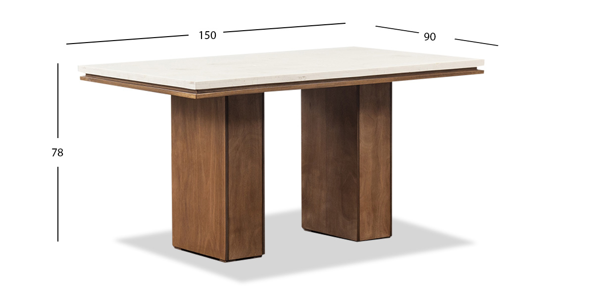 Mesa Comedor Rectangular De Mármol 150 X 90 Cm Alessia Beige