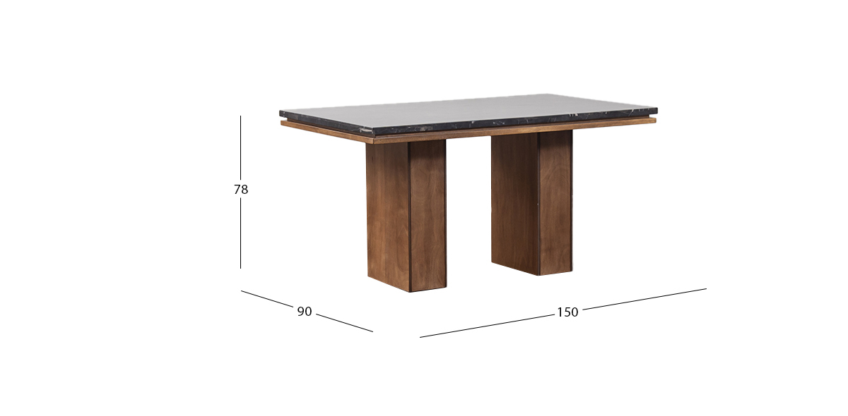 Mesa Comedor Rectangular De Mármol 150 X 90 Cm Alessia Negro