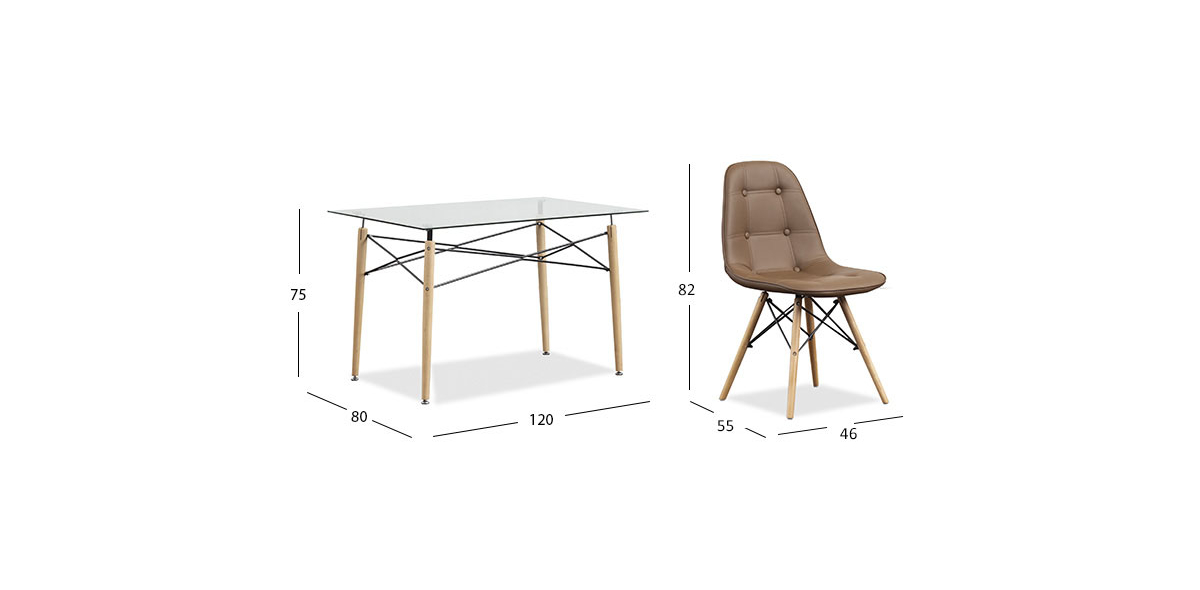 Comedor Rectangular Atlas Con Sillas Angun Café 5 Piezas