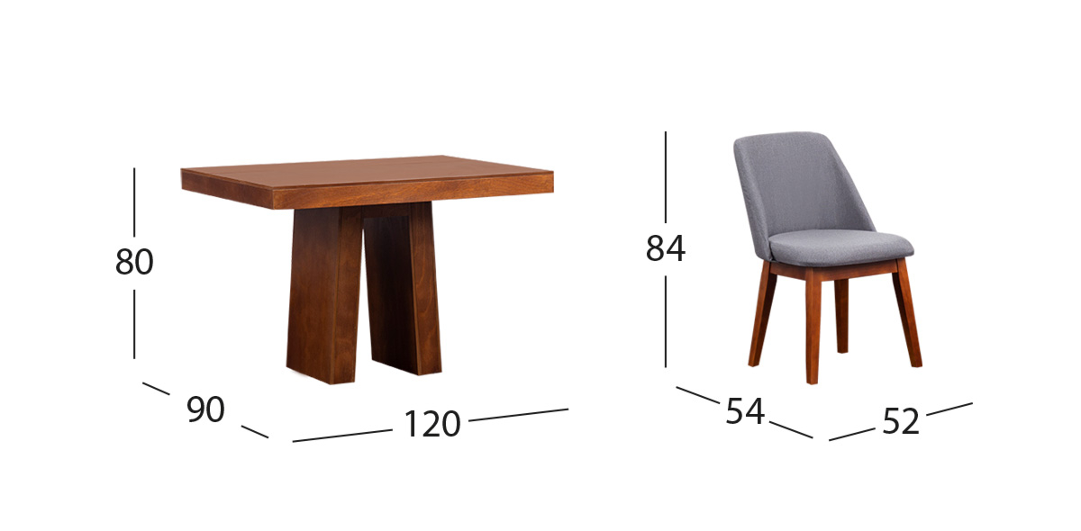 Comedor Odette 120 Cm Con Sillas Olaf PL Gris 5 Piezas