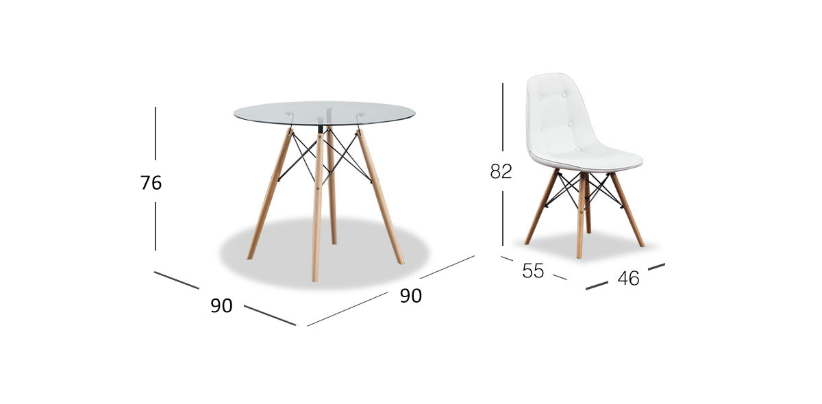Comedor Redondo Atlas Con Sillas Angun Blanco 5 Piezas