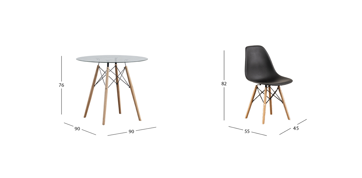 Comedor Redondo Atlas Con Sillas Negro 5 Piezas