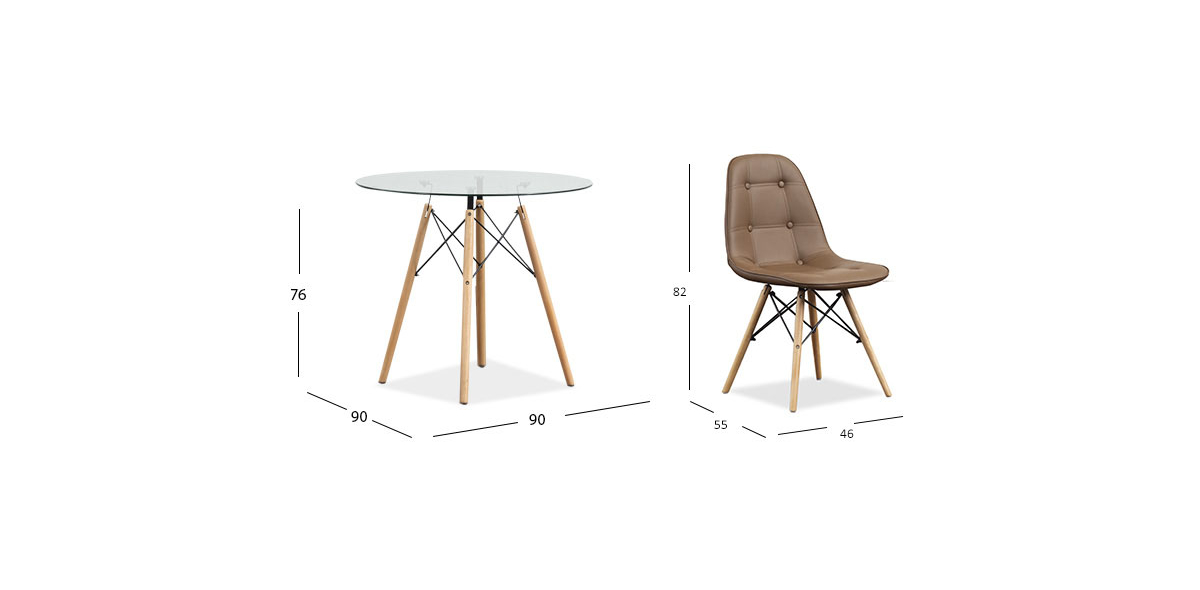 Comedor Redondo Atlas Con Sillas Angun Café 5 Piezas