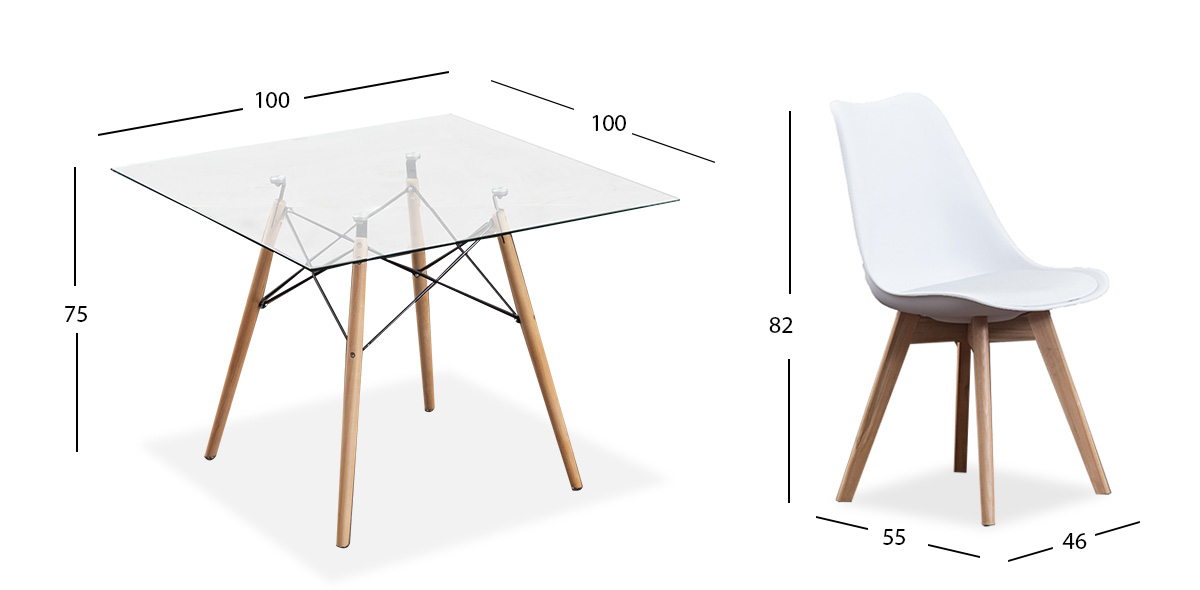 Comedor Cuadrado Atlas Con Sillas Arthus Blanco 5 Piezas
