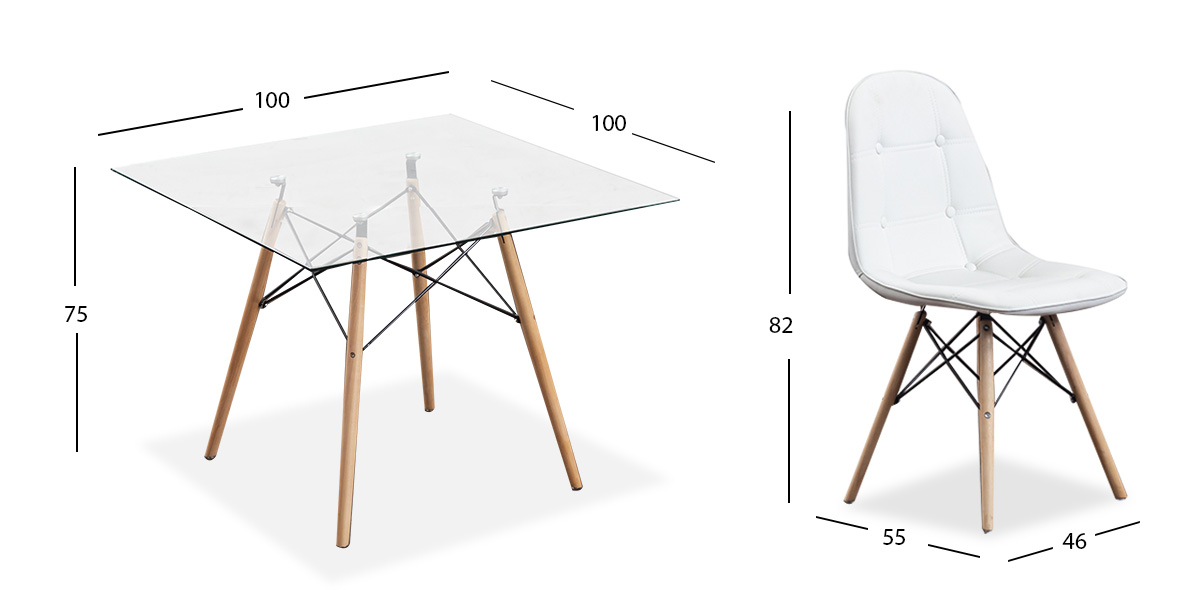 Comedor Cuadrado Atlas Con Sillas Angun Blanco 5 Piezas