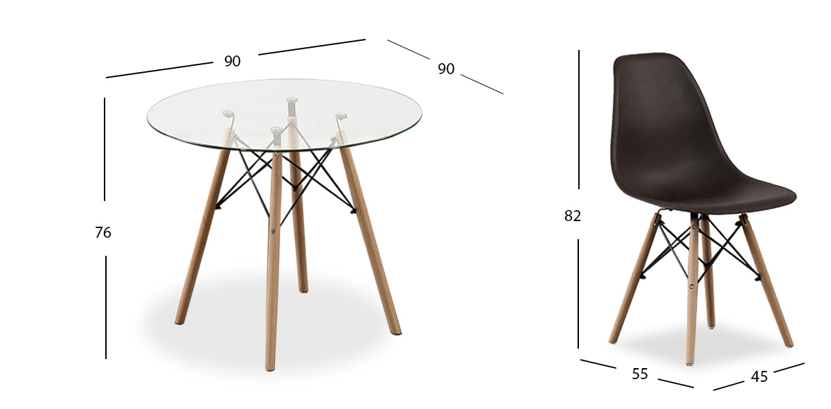 Comedor Redondo Atlas Con Sillas Café 5 Piezas