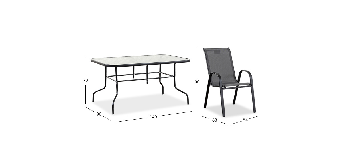 Comedor De Jardín Rectangular Perula Gris 7 Piezas