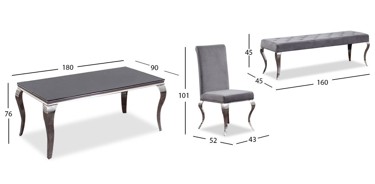 Comedor Rectangular Cristal Elenor Gris