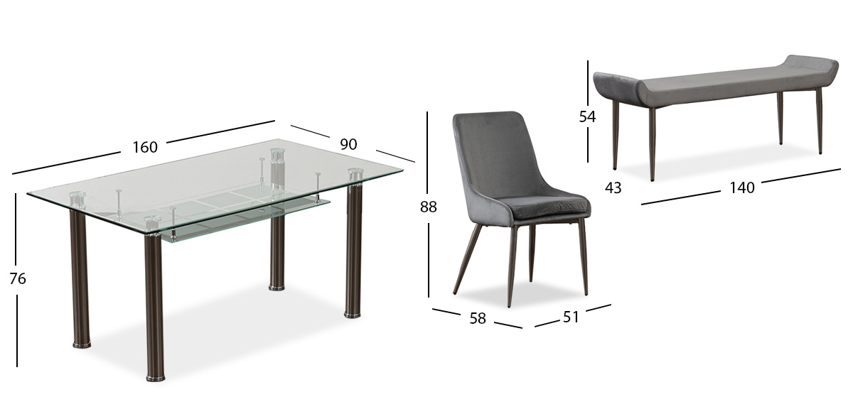 Comedor Enkel II Rectangular Gris 6 Piezas