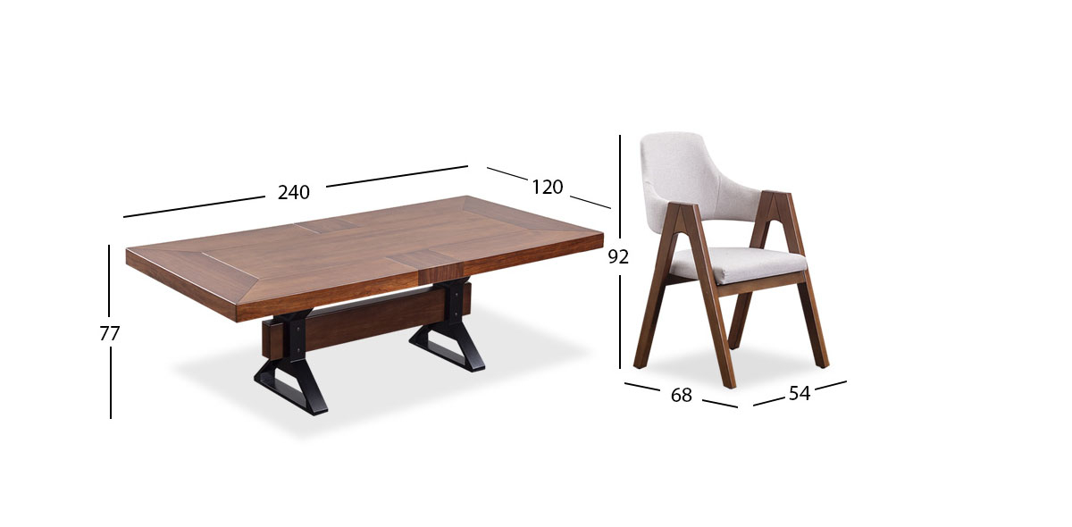 Comedor Rectangular 240 Cm Estocolmo Beige 7 Piezas