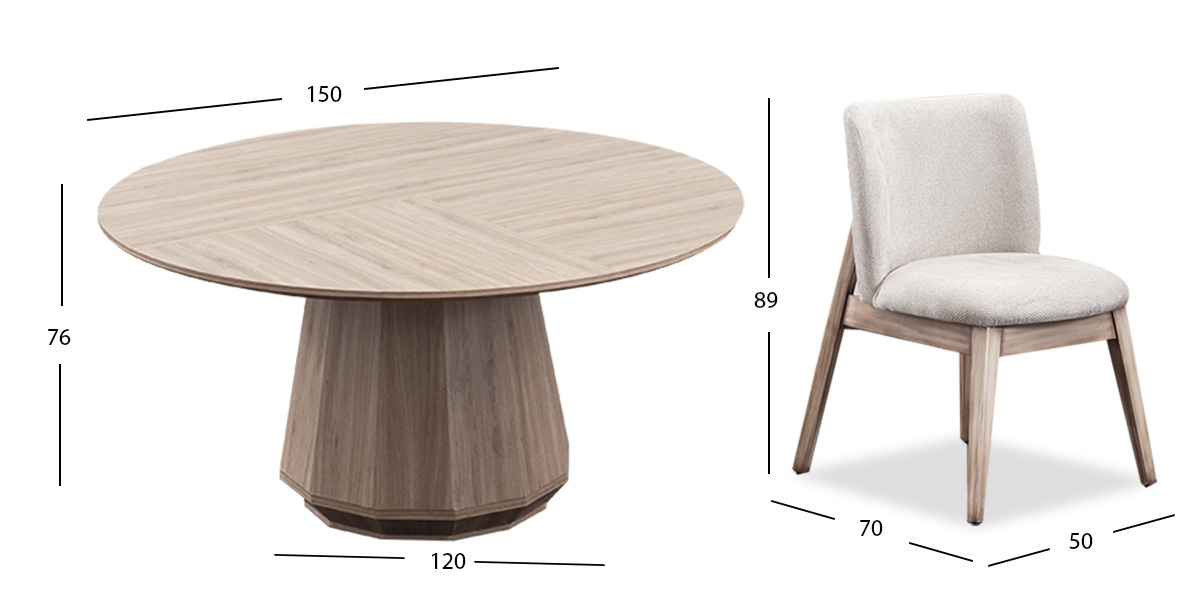 Comedor Redondo Casa Anahí Meridiani Beige 7 Piezas