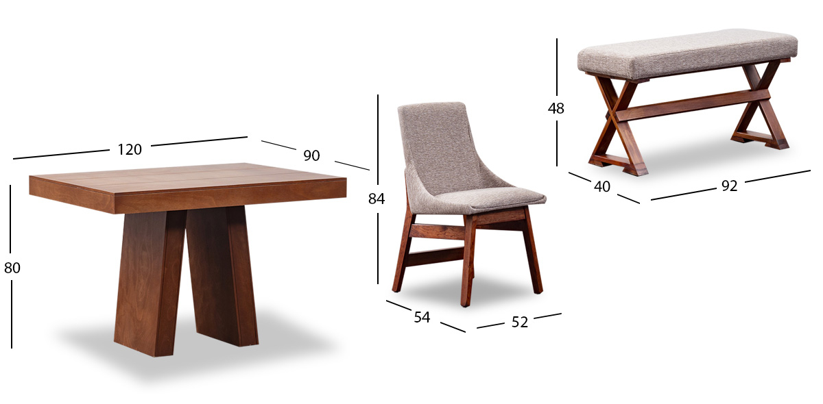 Comedor Odette Con Sillas Y Banca Beige 6 Piezas