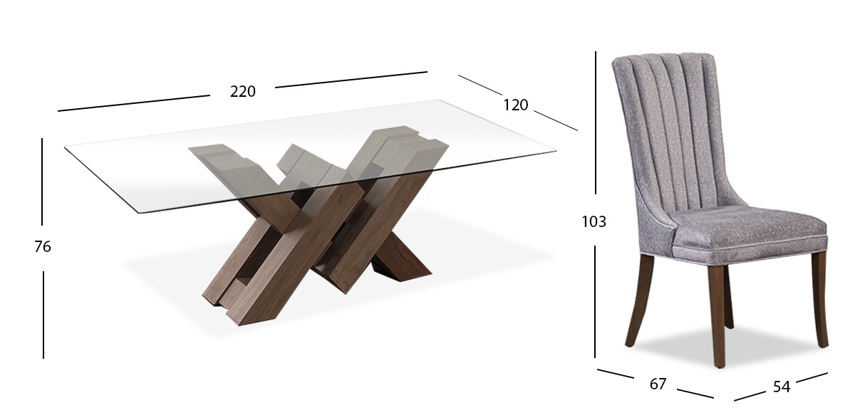 Comedor Rectangular 220 Cm Penthouse Plata 7 Piezas