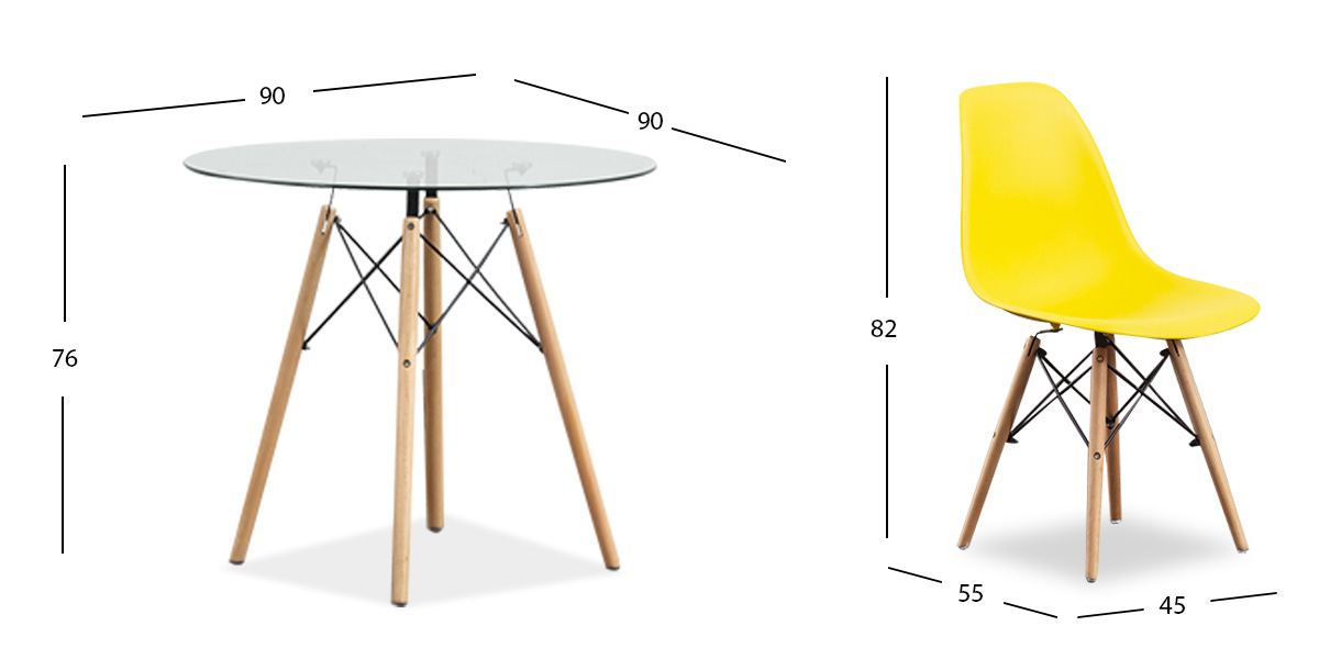 Comedor Redondo Atlas Con Sillas Amarillo 5 Piezas