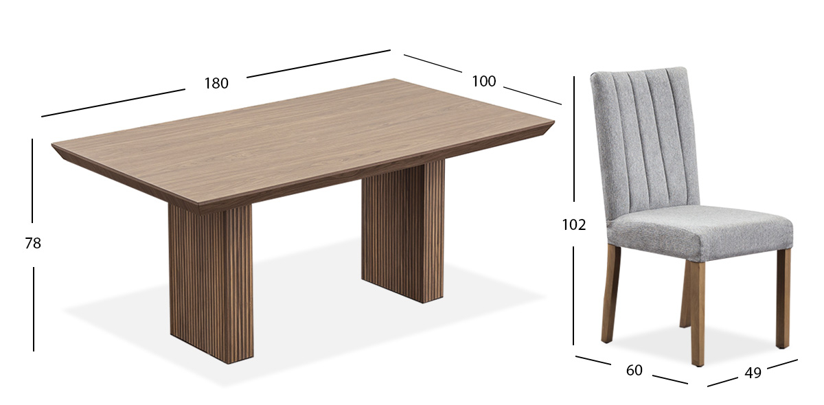 Comedor Rectangular Vanila Gris 7 Piezas