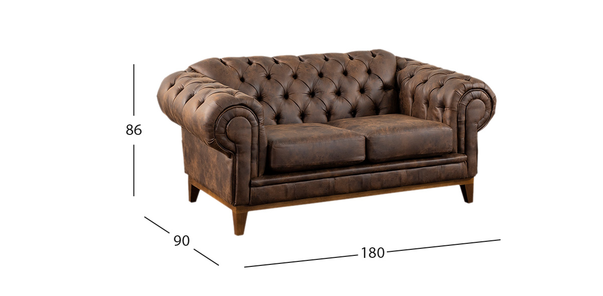 Sofá 2 Plazas Bonded Leather Begonia Café