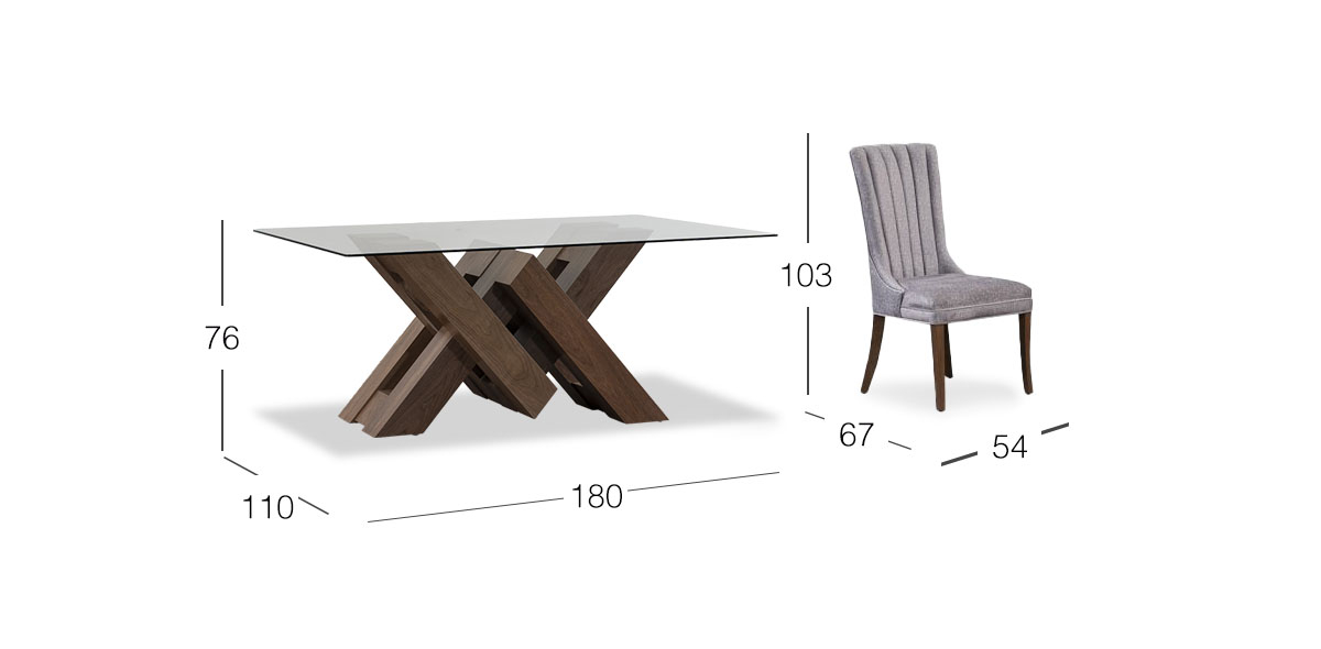 Comedor Rectangular 180 Cm Penthouse Plata 7 Piezas