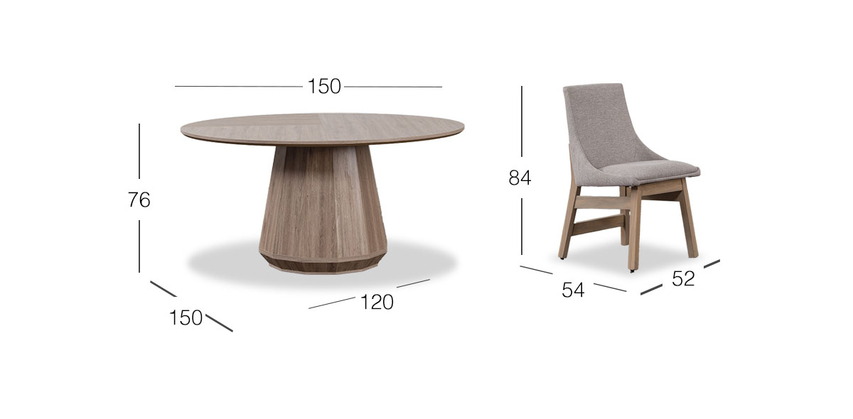Comedor Redondo Casa Anahí Meridiani Con Sillas Odette JP Beige 7 Piezas