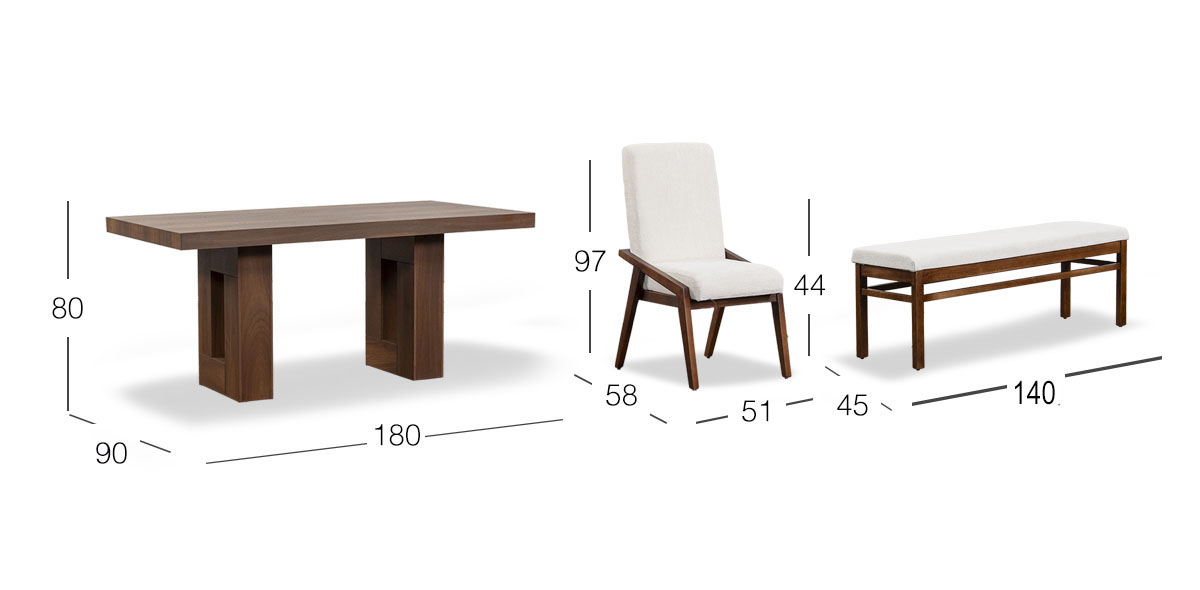 Comedor Marbella Con Sillas Y Banca Praga Mix Beige 6 Piezas