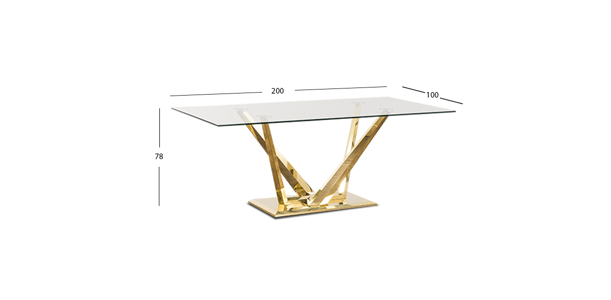 Mesa Comedor 200 x 100 Cm Rectangular Royal Gold LV