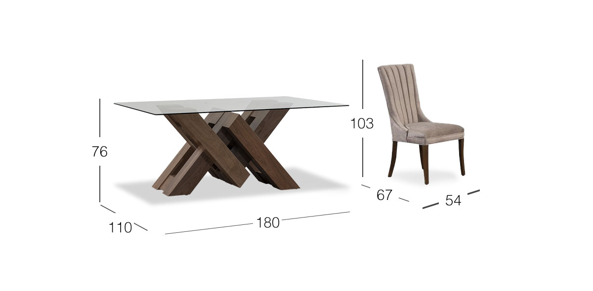 Comedor Rectangular 180 Cm Penthouse Café 7 Piezas