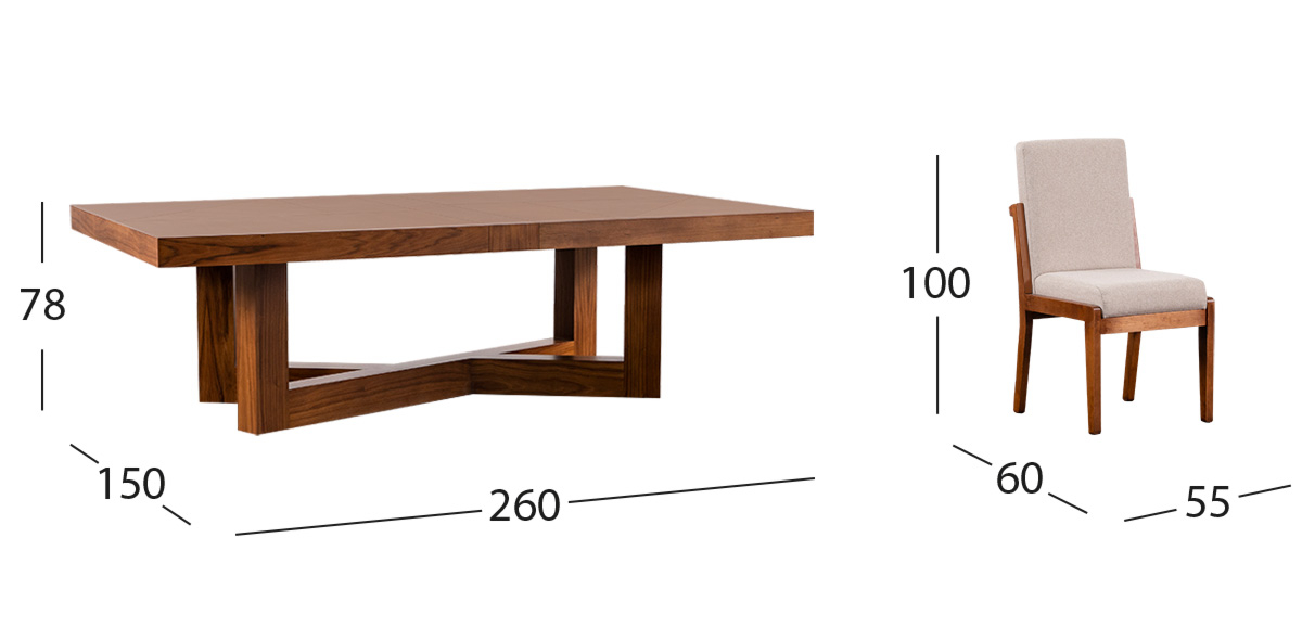 Comedor Rectangular 260 Cm Creta Arena 7 Piezas
