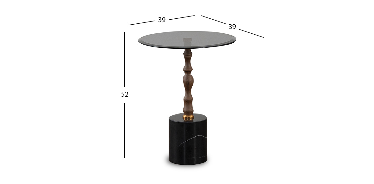 Mesa Lateral Redonda Cristal Murk Negro