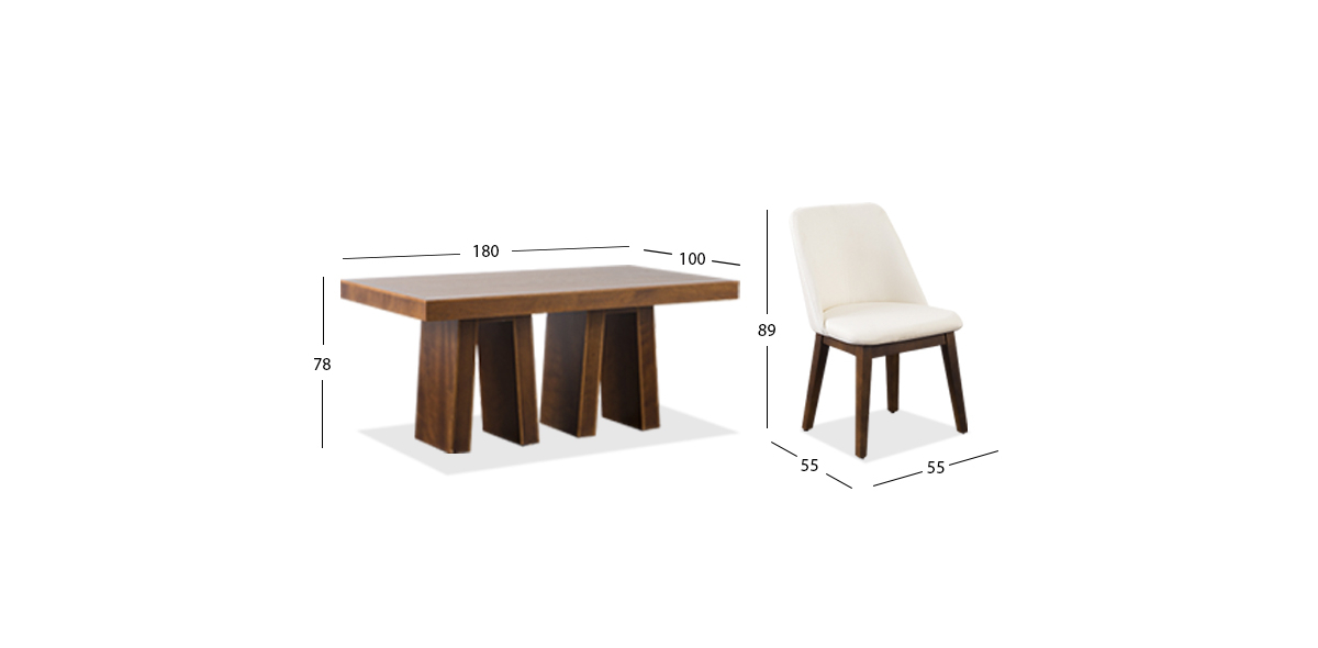 Comedor Odette 180 Cm Con Sillas Olaf PL Arena 7 Piezas