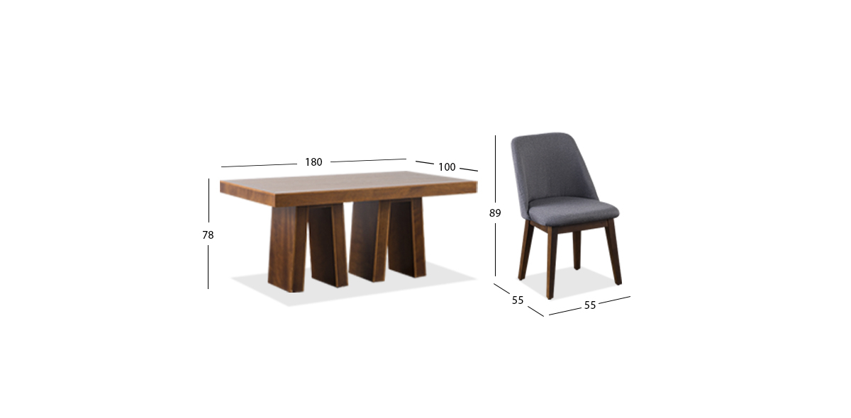 Comedor Odette 180 Cm Con Sillas Olaf PL Gris 7 Piezas