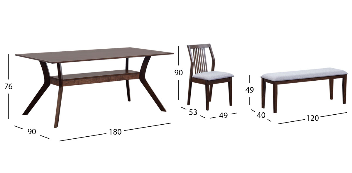 Comedor Rectangular Nahia Gris 6 Piezas
