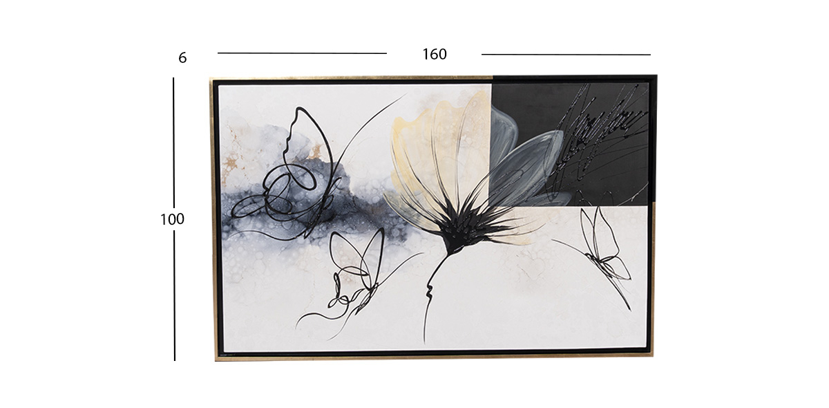 Cuadro Decorativo Al Oleo Floral CL Dorado