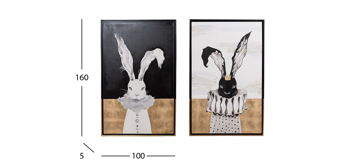 Cuadro Decorativo Al Oleo Rabbit CL Dorado