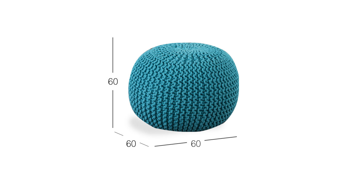 Puff Balboa Azul Turquesa 60 x 60 Cm