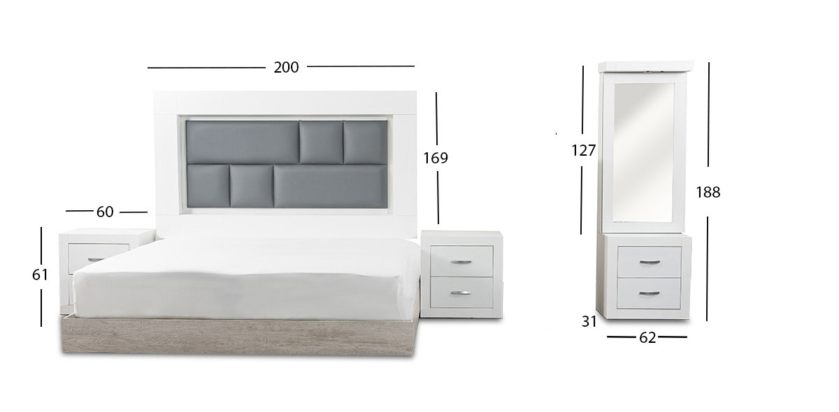 Recámara King Size Bali Vintage Blanco 5 Piezas
