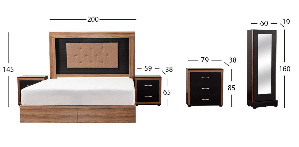 Recámara King Size Antea Café Nogal 5 Piezas