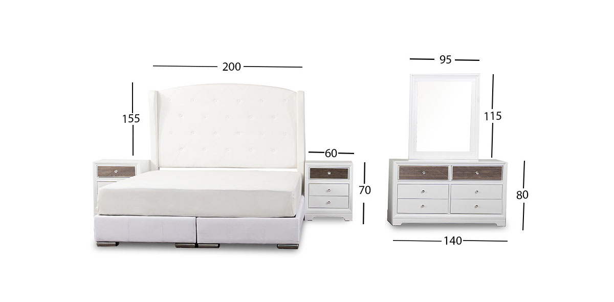 Recámara King Size Perla Plus Blanco 5 Piezas