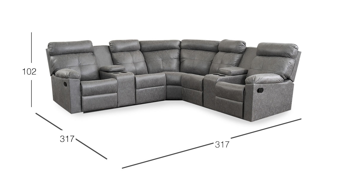Sala Modular Con Reclinable Liam Plus Gris