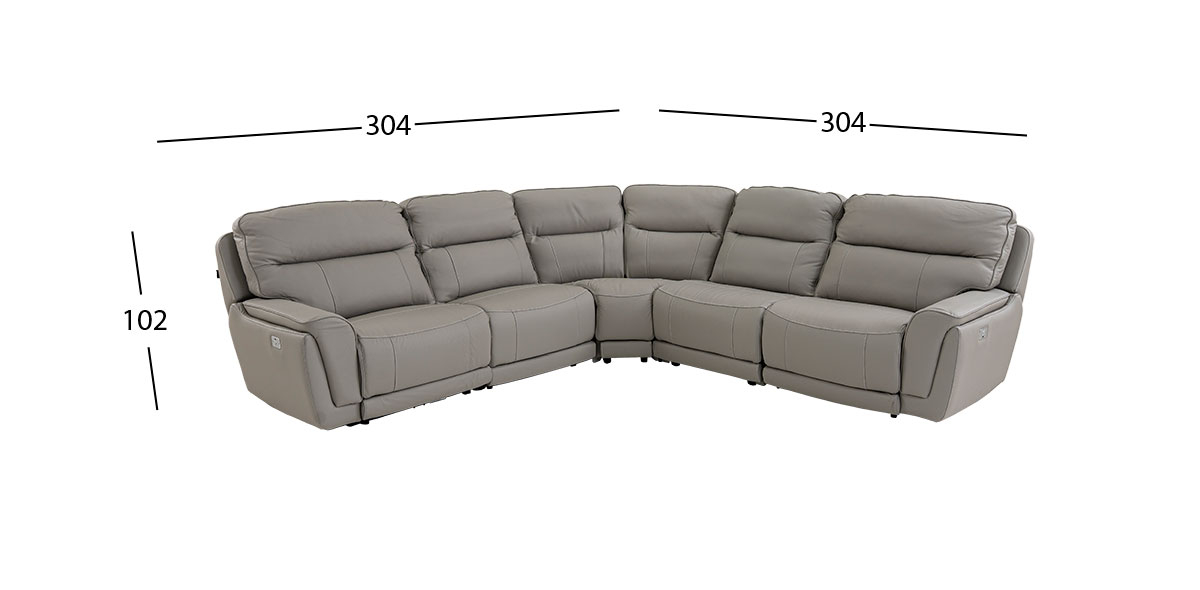 Sala Modular Con Reclinables Eléctricos Piel Darno Gris (Boal)
