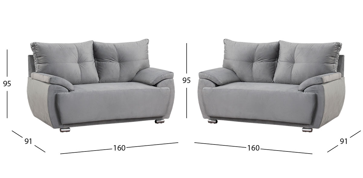 Sala Cartagena Soft Gris Oxford 2 Piezas