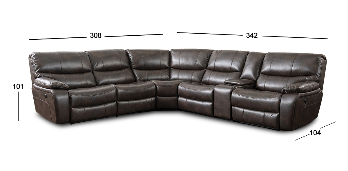 Sala Modular Con Reclinable Eléctrico Y Consola Rauda Café
