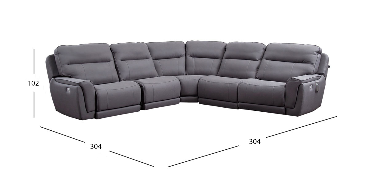 Sala Modular Con Reclinables Eléctricos Darno Curvo Gris Oxford (Boal)