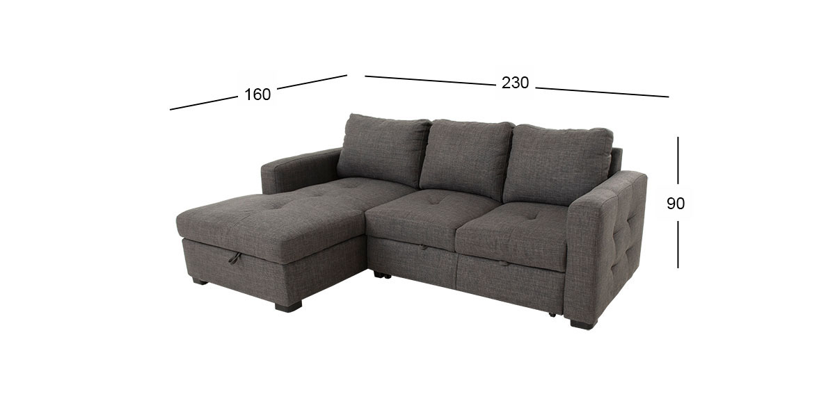 Sala Modular Izquierda Con Baúl Y Cama Alta Olivia Plus Gris
