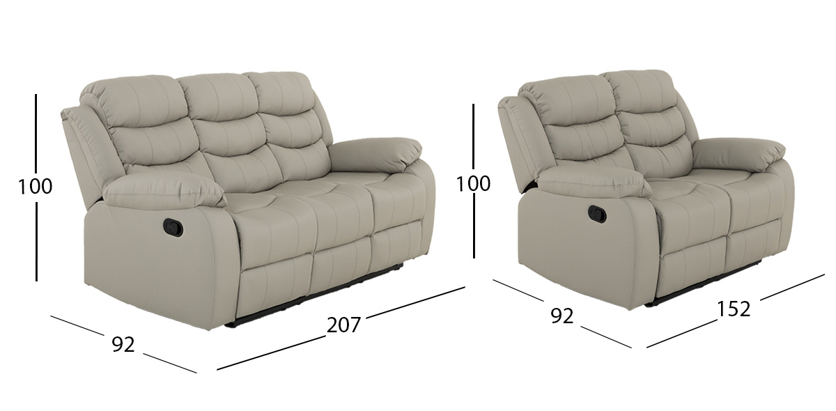 Sala Piel Con Reclinable Caserta Gris